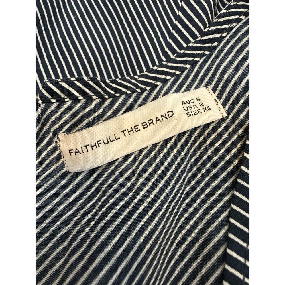 Faithfull The Brand Dress Womens Extra Small Navy Blue White Striped Mini Skater - Picture 13 of 16